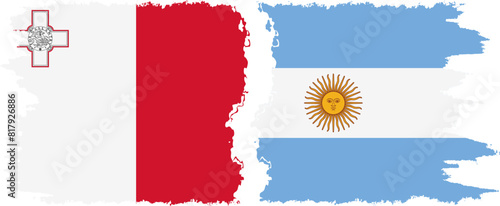 Argentina and Malta grunge flags connection vector