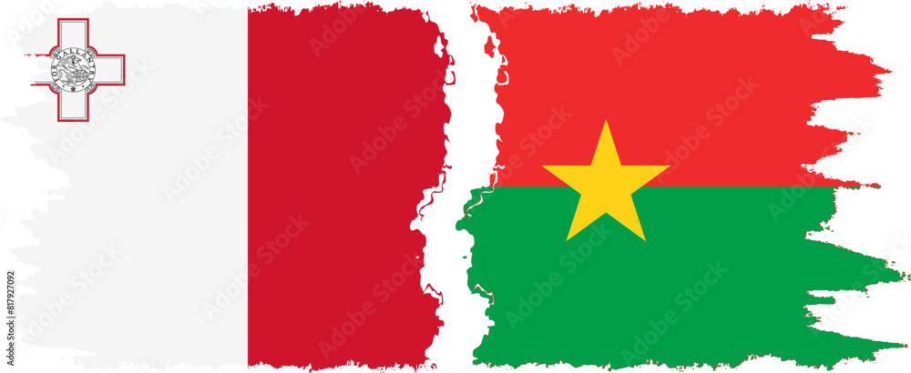Burkina Faso and Malta grunge flags connection vector Burkina Faso and Malta grunge flags connection vector