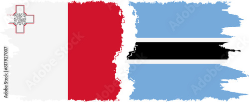 Botswana and Malta grunge flags connection vector