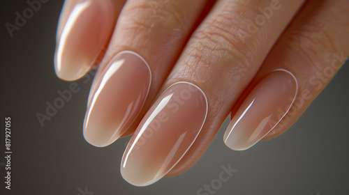 close up of nude nail manicure. simple and clean