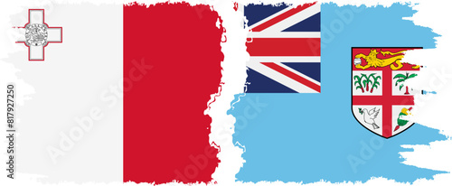 Free Download Fiji and Malta grunge flags connection vector - GFXLoad