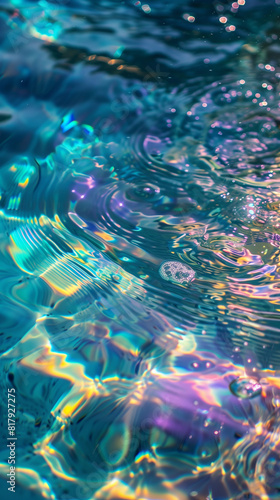 rippling reflective rainbow water waves, soft colours glistening