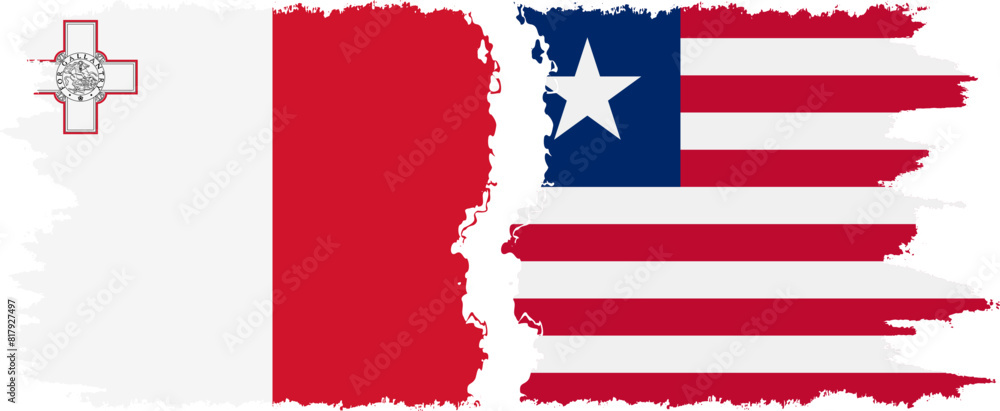 Liberia and Malta grunge flags connection vector Liberia and Malta grunge flags connection vector