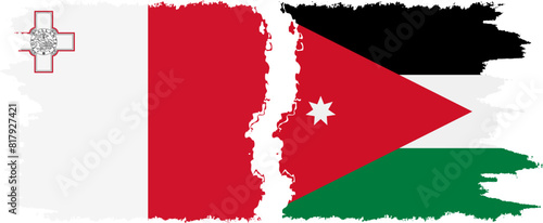 Free Download Jordan and Malta grunge flags connection vector - GFXLoad