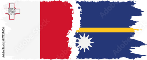 Free Download Nauru and Malta grunge flags connection vector - GFXLoad