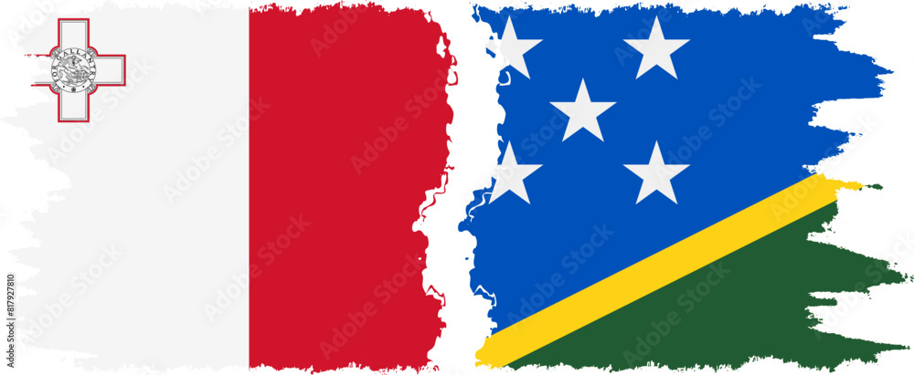Solomon Islands and Malta grunge flags connection vector Solomon Islands and Malta grunge flags connection vector