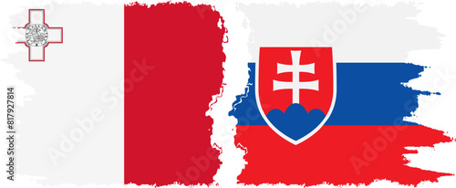 Canvas Print Slovakia and Malta grunge flags connection vector