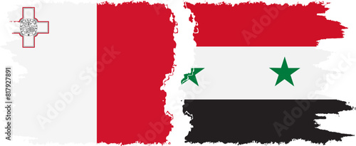 Syria and Malta grunge flags connection vector photo