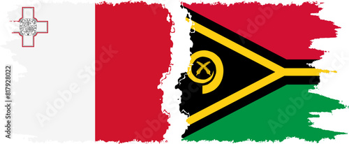 Vanuatu and Malta grunge flags connection vector