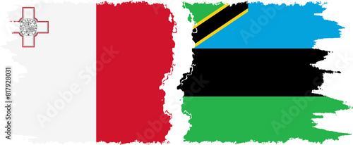 Free Download Zanzibar and Malta grunge flags connection vector - GFXLoad