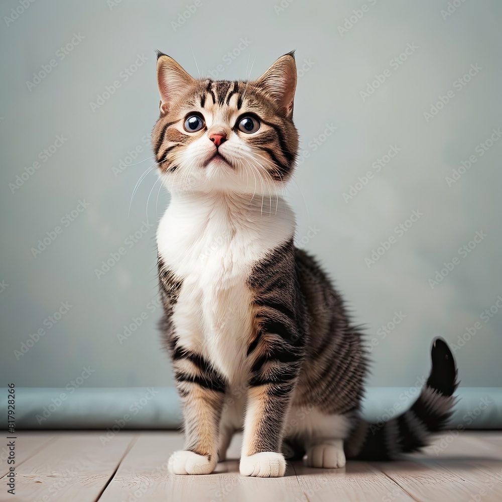 A white cat with fluffy fur gazes curiously at something off-screen A white cat with fluffy fur gazes curiously at something off-screen
