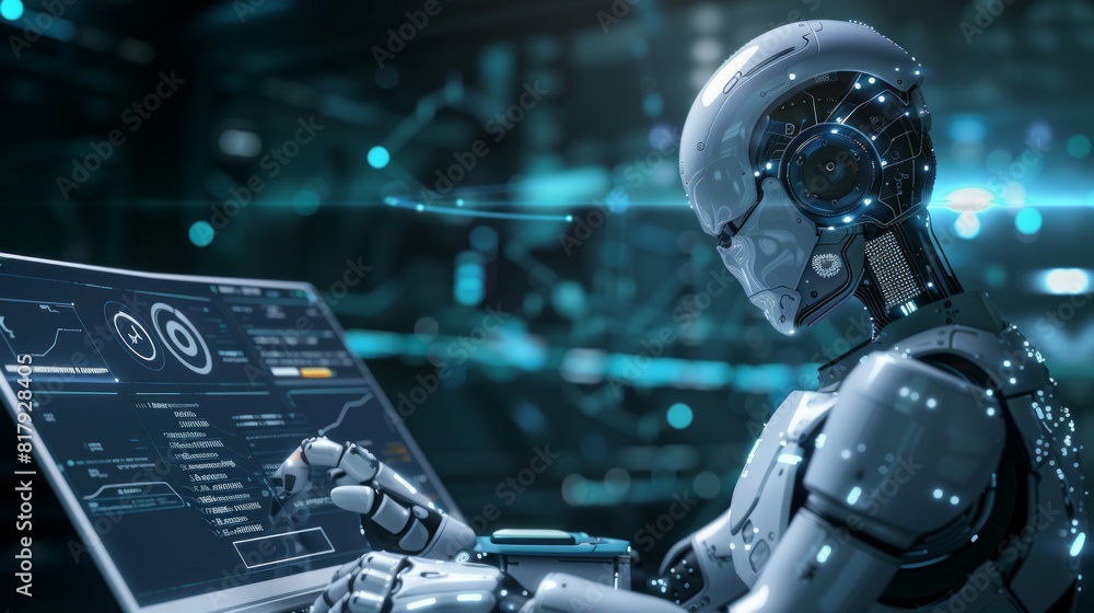 AI Analytics robot background AI Analytics robot background