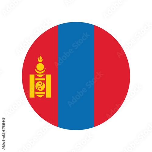 National Flag of Mongolia. Mongolia Flag. Mongolia Round flag. 