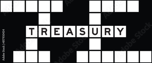 Alphabet letter in word treasury on crossword puzzle background