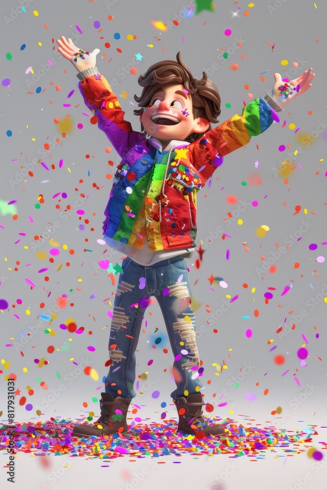 Fototapeta premium Transgender Pride: Realistic 3D Render with Confetti
