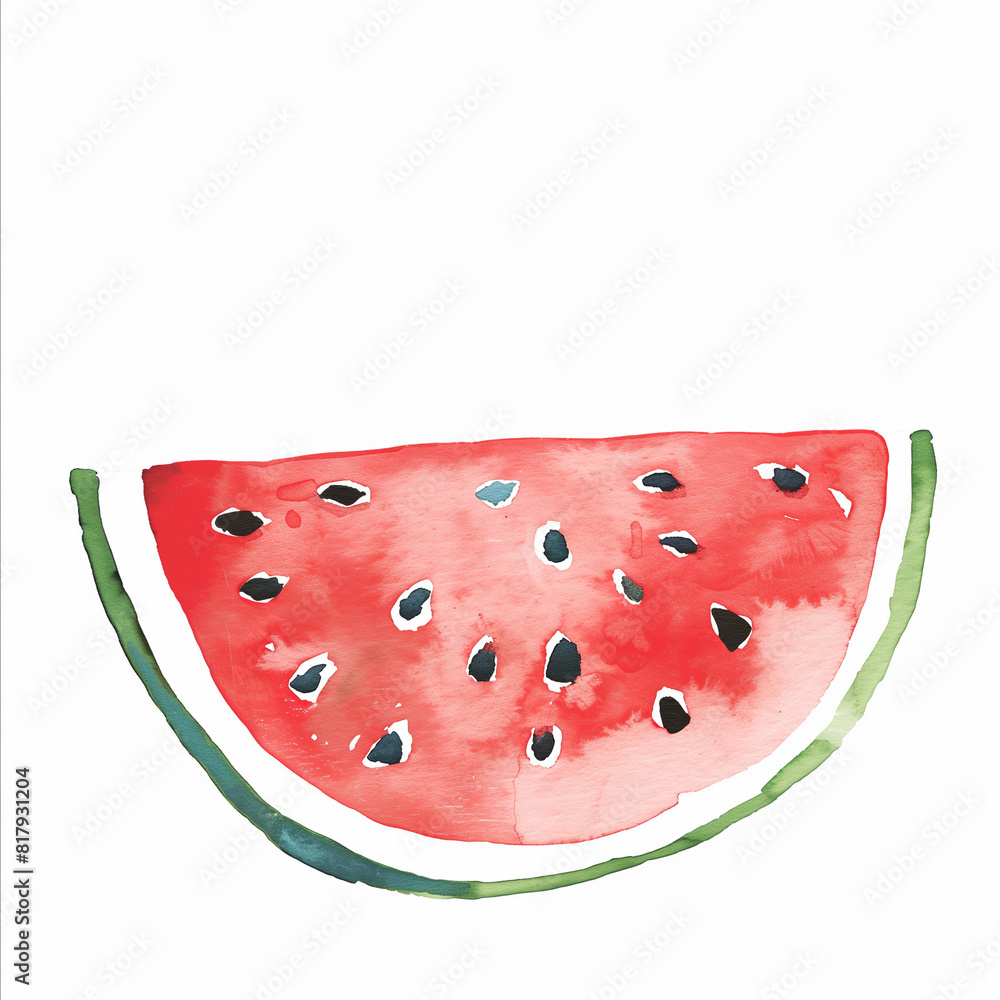 スイカの水彩イラスト