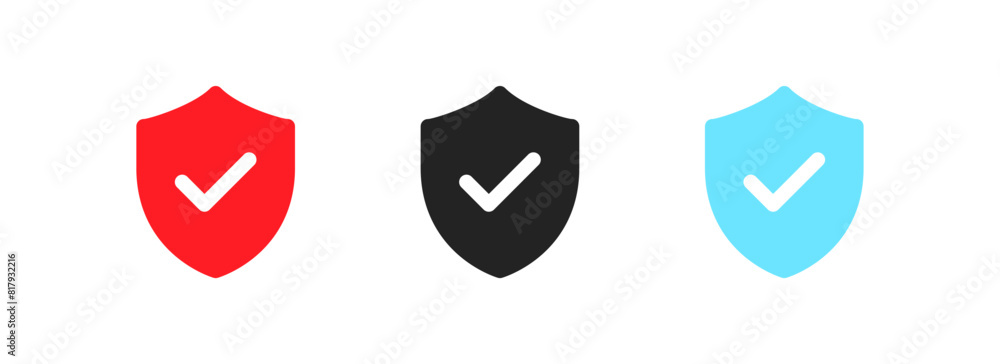 Shield icon set. Protection confirmed icons. Flat style. Vector icons Shield icon set. Protection confirmed icons. Flat style. Vector icons