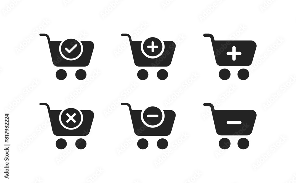 Shopping cart icon set. Shopping buttons. Flat style. Vector icons Shopping cart icon set. Shopping buttons. Flat style. Vector icons