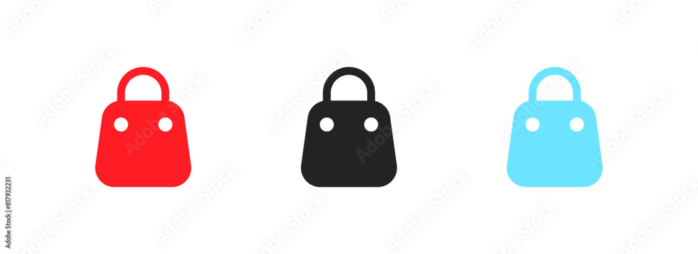 Obraz premium Shopping bag icon set. Shopping package icons. Flat style