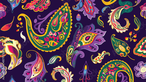 Oriental paisley seamless pattern with traditional