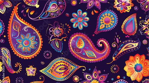 Oriental paisley seamless pattern with traditional © Amber