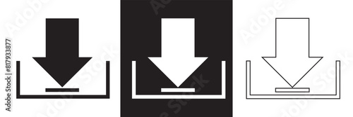 Download icon set. Download button Collection. Download files icons vector. simple download icon isolated on white and black background. Arrow downloading icon. Vector illustration. EPS 10 