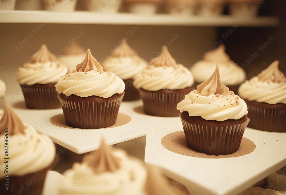 Close up on a delicious cupcakes, Birthday cupcake in different colors Close up on a delicious cupcakes, Birthday cupcake in different colors