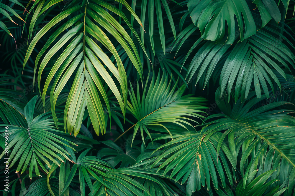 Lush Green Tropical Palm Leaves Background for Nature Themed Lush Green Tropical Palm Leaves Background for Nature Themed