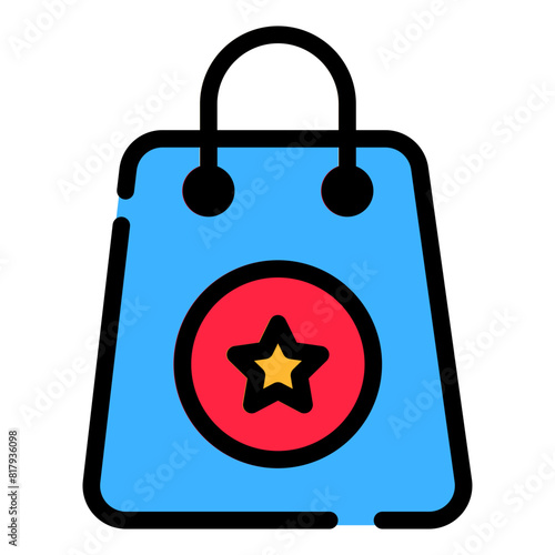 Shopping Bag Icon in Dashed Filled Line Style
