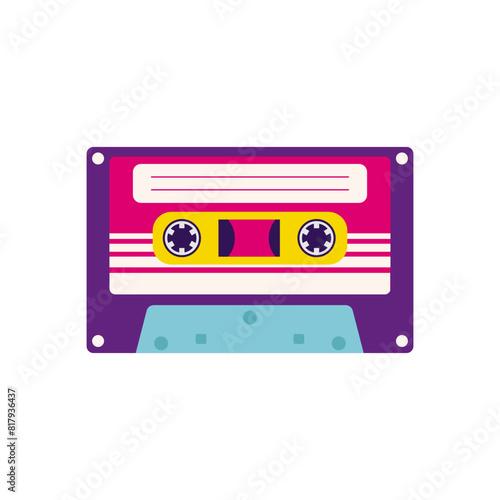 Aesthetics of the 90s  retro cassettes for a tape recorder. 2000s Elements . Modern flat style