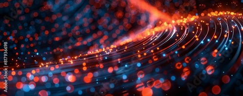 A network of glowing fiber optic cables bundled together, transmitting data at high speeds