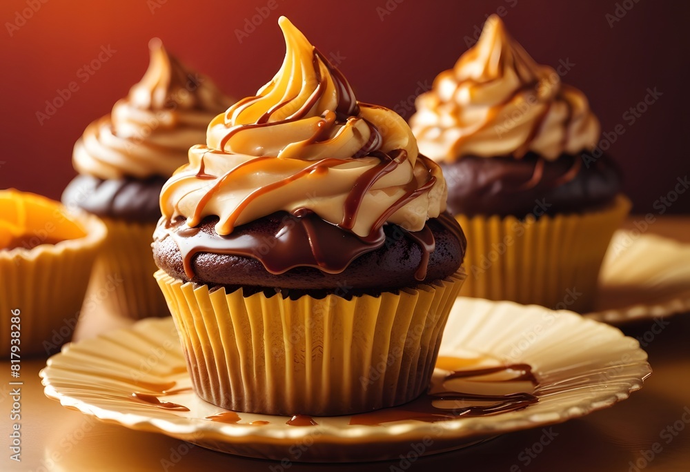 Close up on a delicious cupcakes, Birthday cupcake in different colors Close up on a delicious cupcakes, Birthday cupcake in different colors