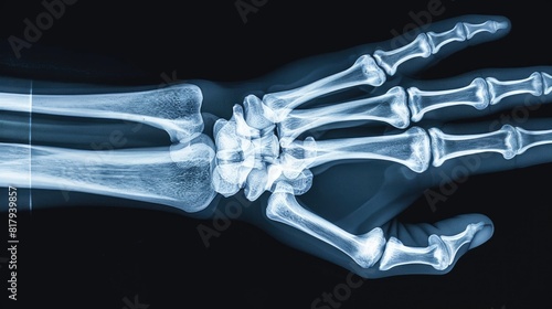 Enhance the quality of the attached x-ray image of a patient's hand with advanced imaging techniques and precise diagnostic clarity 