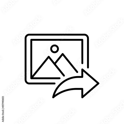 Image sharing outline icons, minimalist vector illustration ,simple transparent graphic element .Isolated on white background