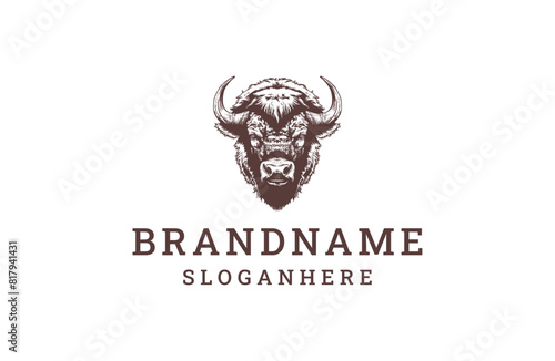 Head bull logo style icon design template flat vector