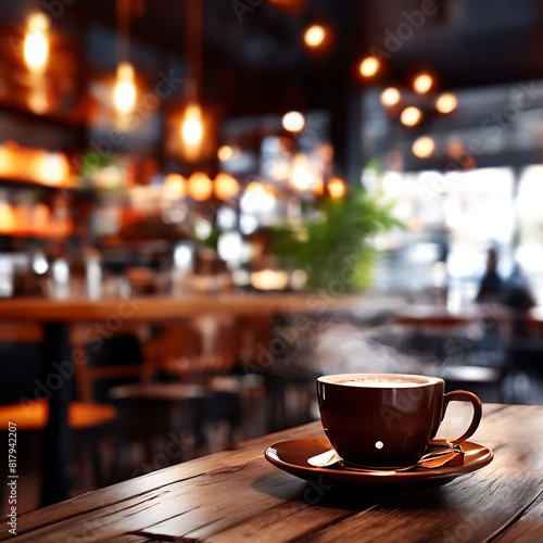 Coffee break on a wooden table