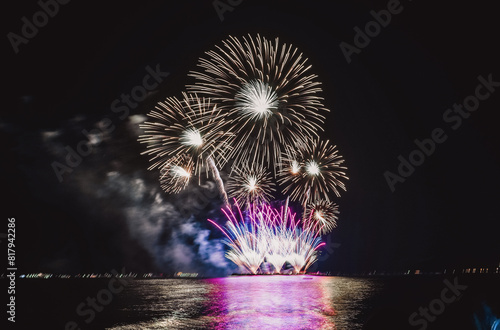 Firework display and tourism in Pattaya. 
Pattaya International Fireworks Show.