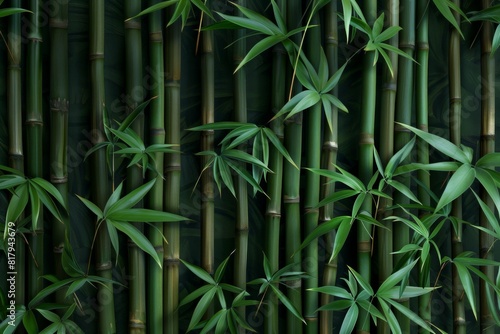 Close-up of aligned bamboo sticks. Natural texture concept