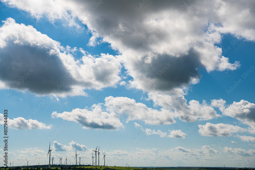 Daqing City Duerbot County Prairie Windmill Blue Sky and White Clouds Daqing City Duerbot County Prairie Windmill Blue Sky and White Clouds