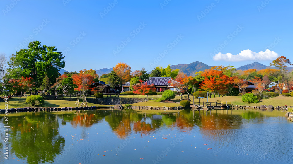 lake in the park water and sky landscape ai generative lake in the park water and sky landscape ai generative