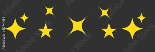 Sparkle Icons set. Twinkle stars collection. Shine star icons. Effect shine, glitter, twinkling and clean. Star sparkle icon. Vector illustration.