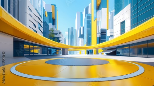 Digital technology yellow blue futuristic modern urban poster background