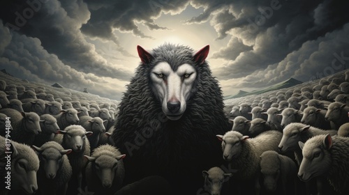 wolf in sheeps clothing metaphorical illustration