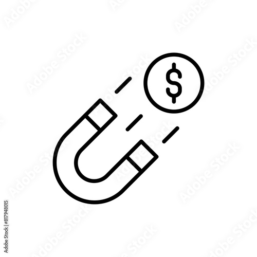 Fund magnet outline icons, minimalist vector illustration ,simple transparent graphic element .Isolated on white background