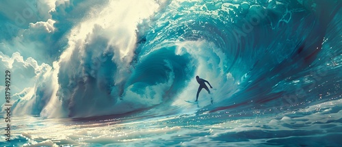 Surfer a giant wave