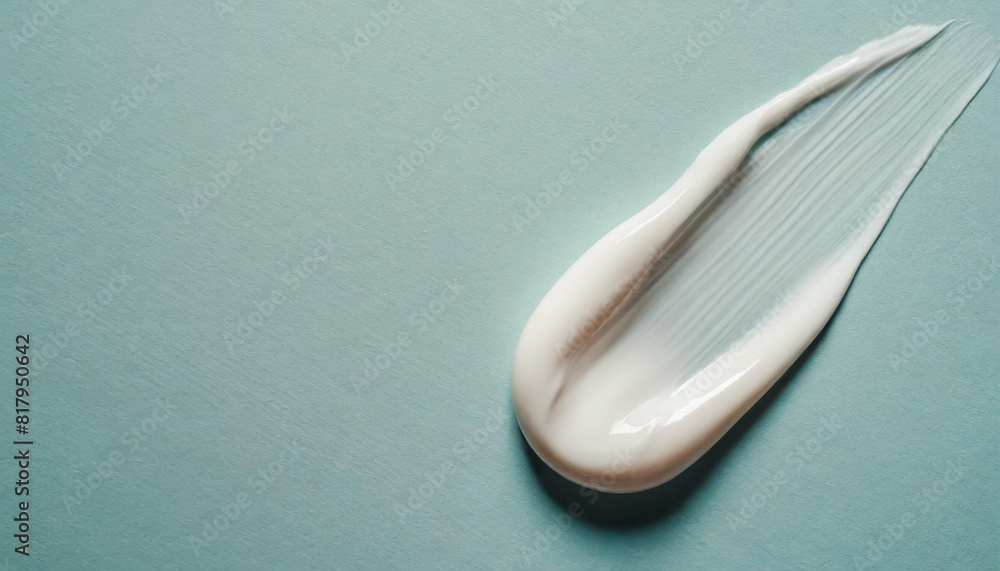 White skincare cream swatch on pastel background, symbolizing purity and beauty care routine White skincare cream swatch on pastel background, symbolizing purity and beauty care routine
