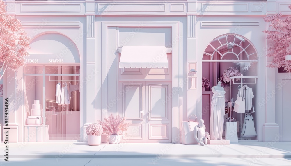 A digital image of a pink and white city. A digital image of a pink and white city.
