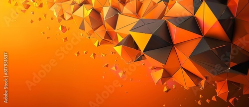 An illustration of polygonal triangle pattern background against a clean peach backdrop with a big space for text or technological product advertisement, Generative AI. photo