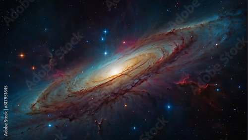 Spiral Galaxy in Deep Space at Night photo