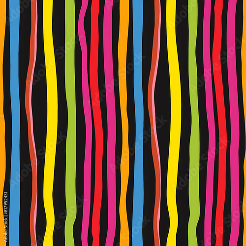 Tileable seamless, bold, multi-colored stripes pattern